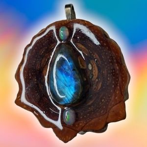 Labradorite/Opal Pinecone Pendant